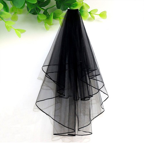 Black wedding veil - black, bride