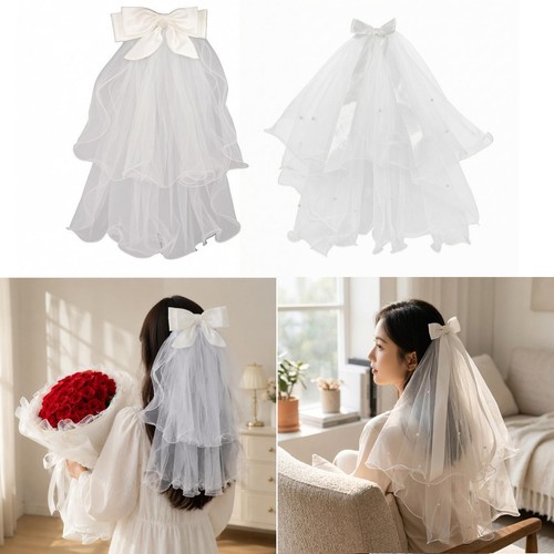 Bridal veil with hair clip - bridal,