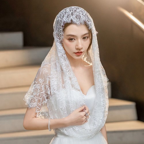 Lace veil bride mantilla - lace,