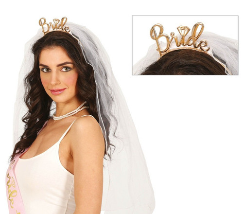 Bride veil with gold - veil,