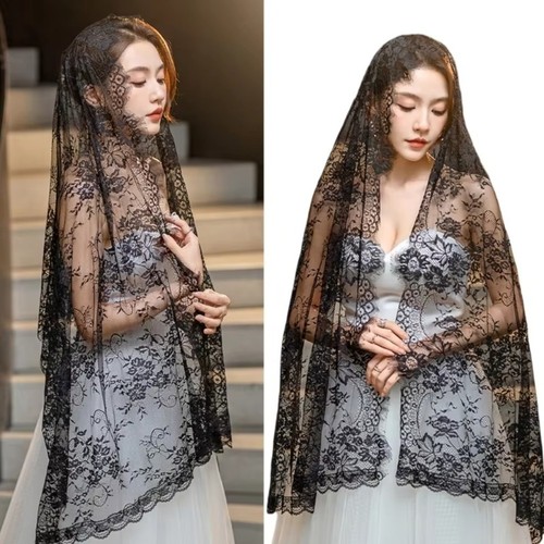 Lace women shawl black bride - shawl,