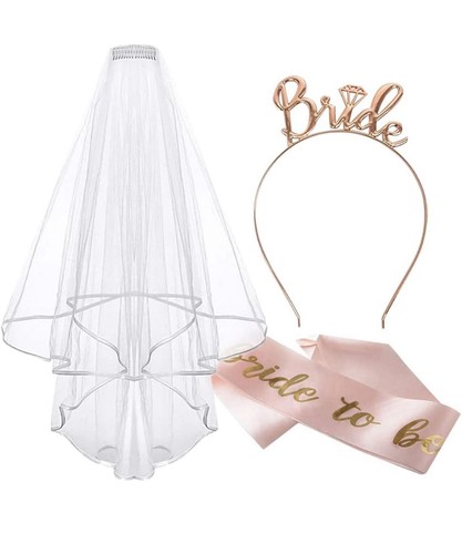 Bride hen party set veil - to,