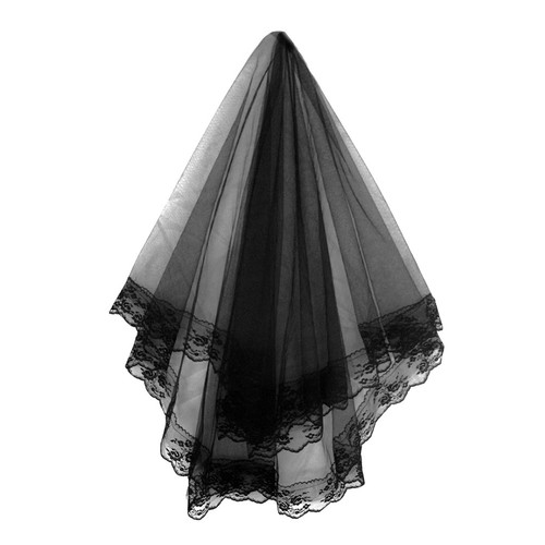 Black lace bridal veil - black,