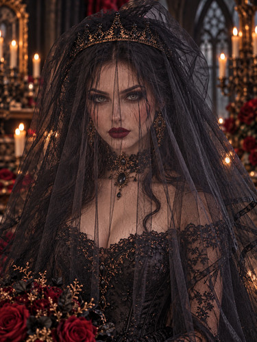 Gothic queen bride black - bride,