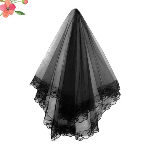 Black lace bridal veil - bridal, for