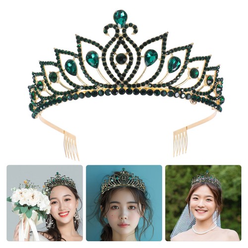 Green rhinestone tiara - green, crown