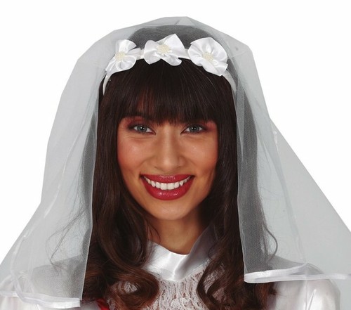White veil with roses headband - with,