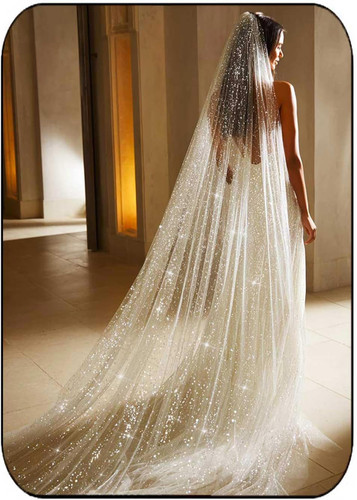 Glitter bride wedding veil - glitter,