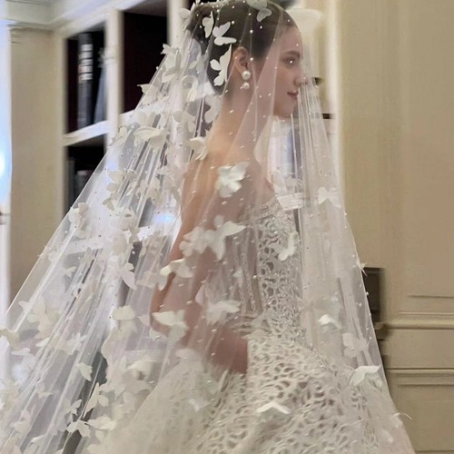 Wedding veil long - long, pearl